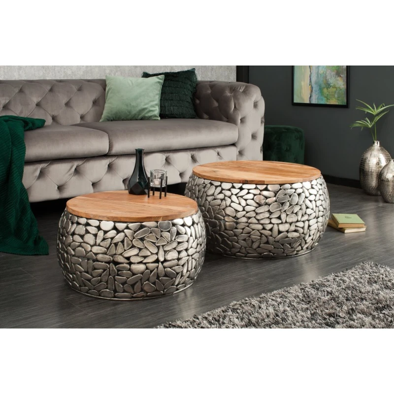 Konferenčný stolík 2 ks MEROPE Dekorhome Strieborná