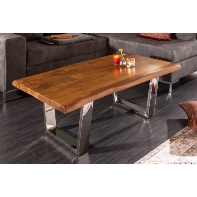 Konferenčný stolík ATHAMÁS Dekorhome Akácia medová / strieborná