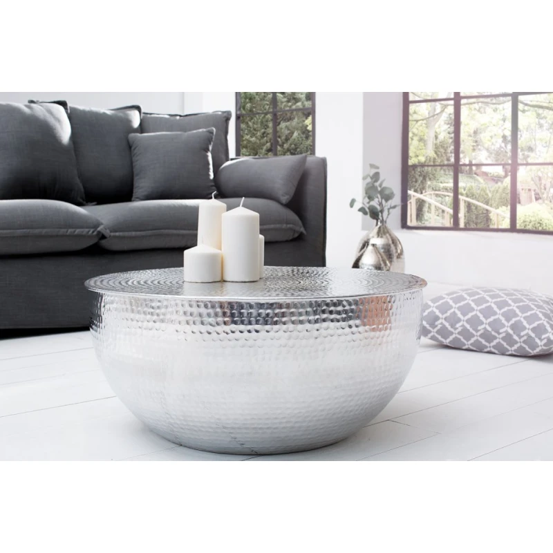 Konferenčný stolík SINIS Dekorhome Strieborná