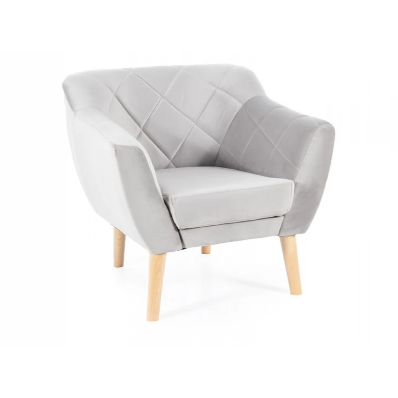 Kreslo KARO 1 VELVET buk Signal Svetlosivá