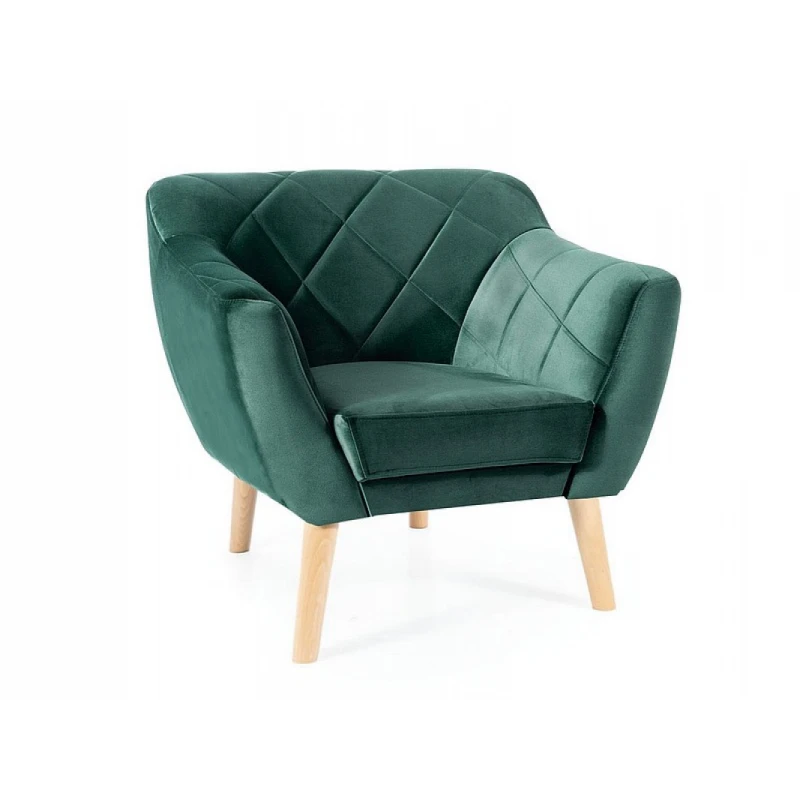 Kreslo KARO 1 VELVET buk Signal Zelená
