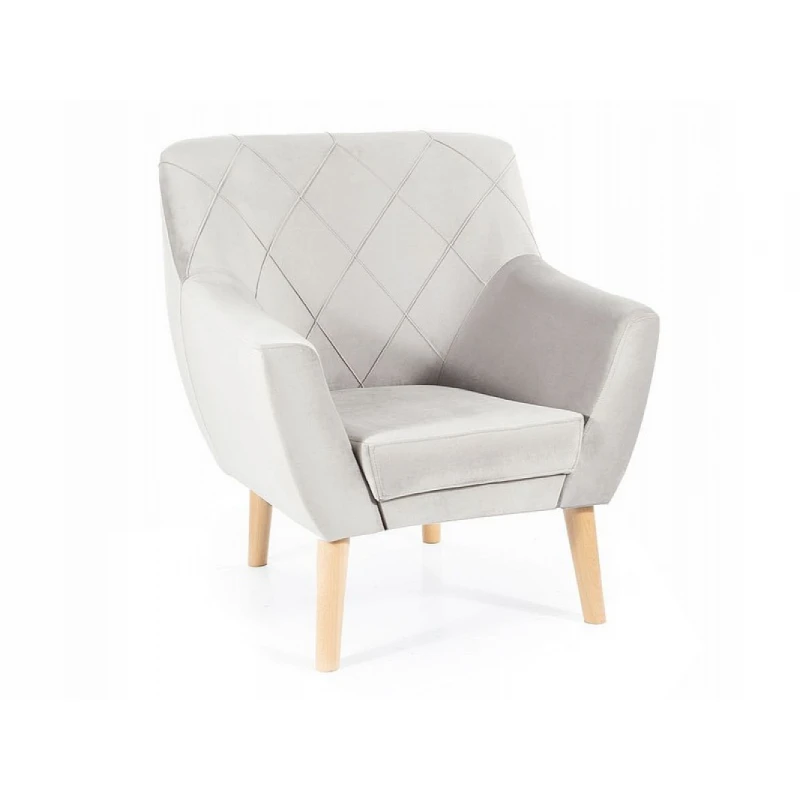 Kreslo KIER 1 VELVET buk Signal Svetlosivá