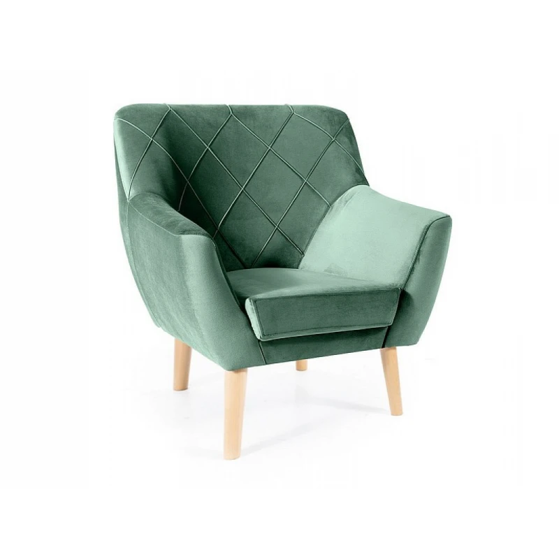 Kreslo KIER 1 VELVET buk Signal Zelená