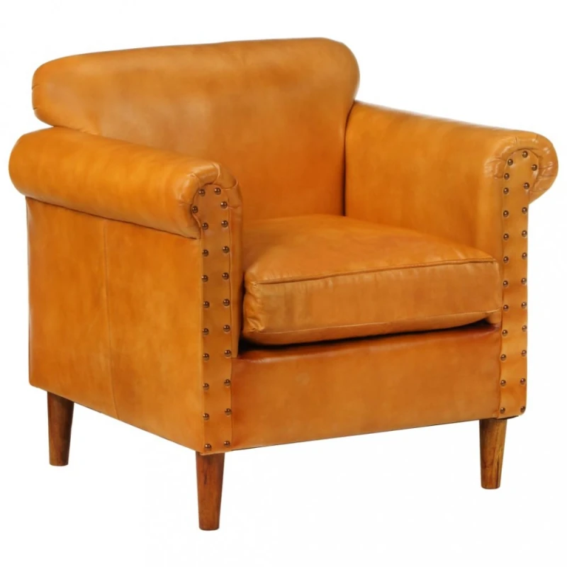 Kreslo pravá koža / drevo Dekorhome Svetlo hnedá