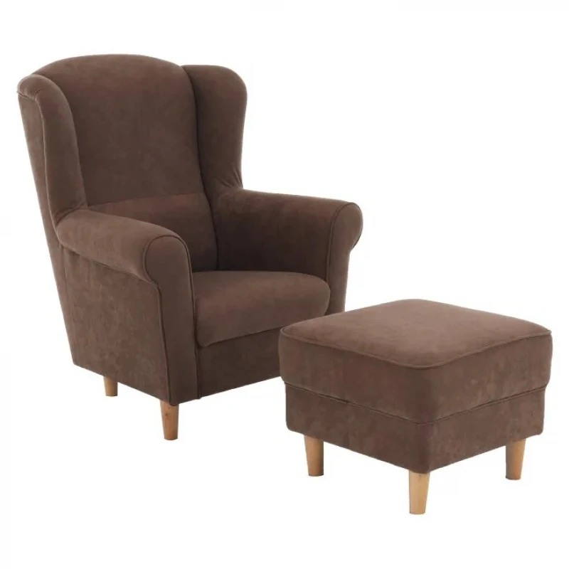 Kreslo s taburetom ASTRID Tempo Kondela Hnedá