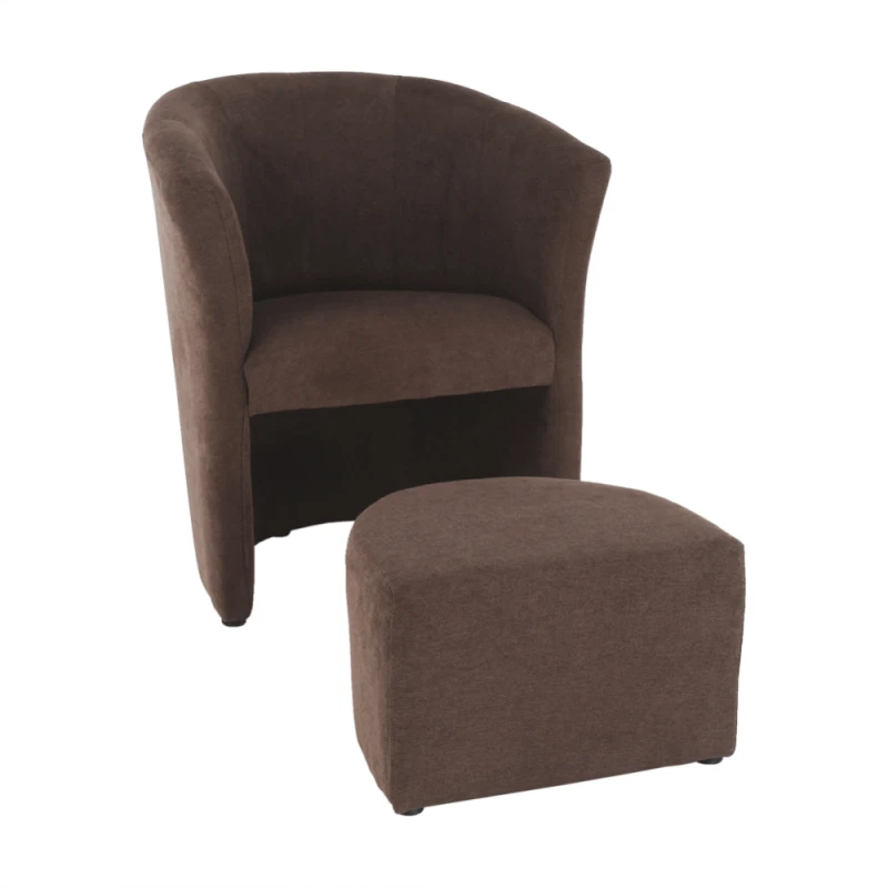 Kreslo s taburetom ROSE Tempo Kondela Hnedá