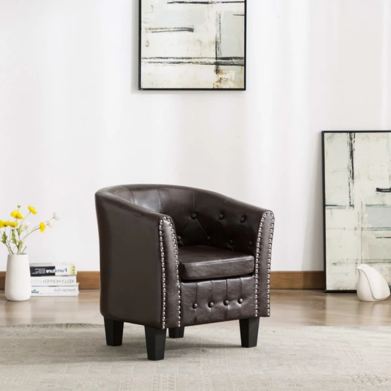 Kreslo umelá koža / drevo Dekorhome Hnedá