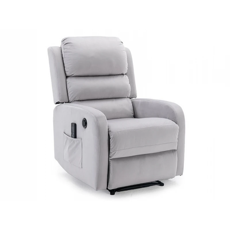 Masážne polohovacie kreslo PEGAZ VELVET M Signal Svetlosivá