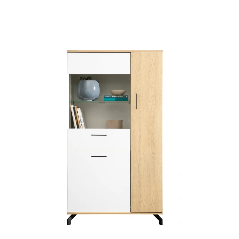 Meblar  Vitrína MADISON MD5 Farba: biely lux / dub biskoptovy