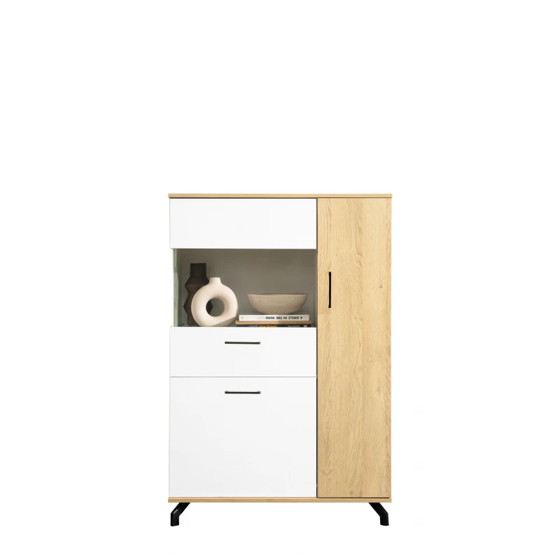 Meblar  Vitrína MADISON MD6 Farba: biely lux / dub biskoptovy