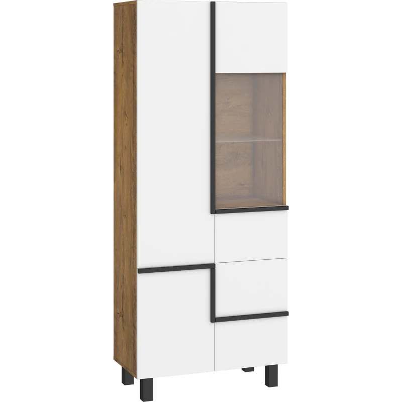 MEBLOCROSS Lars LAR-13 vitrína dub burgundský / biela