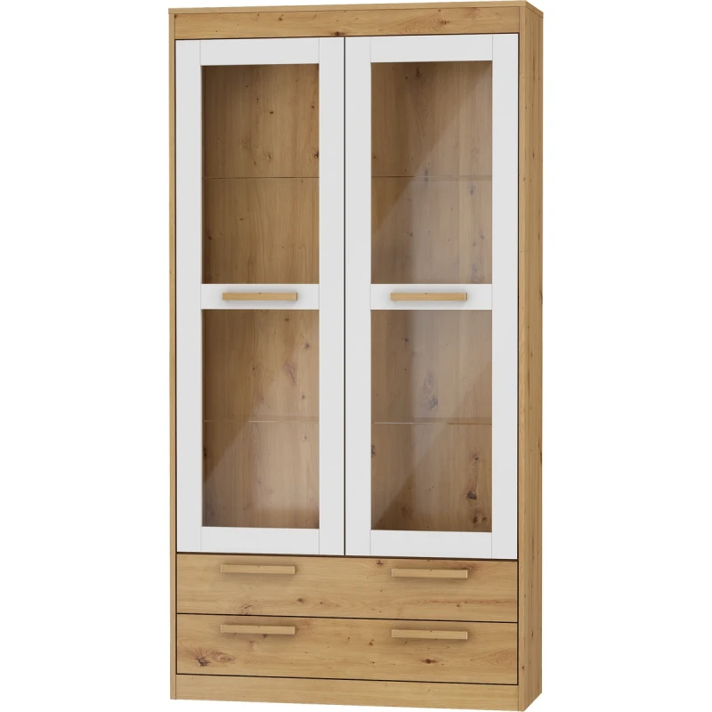 MEBLOCROSS Maximus MXS-44 vitrína dub artisan / biely lesk