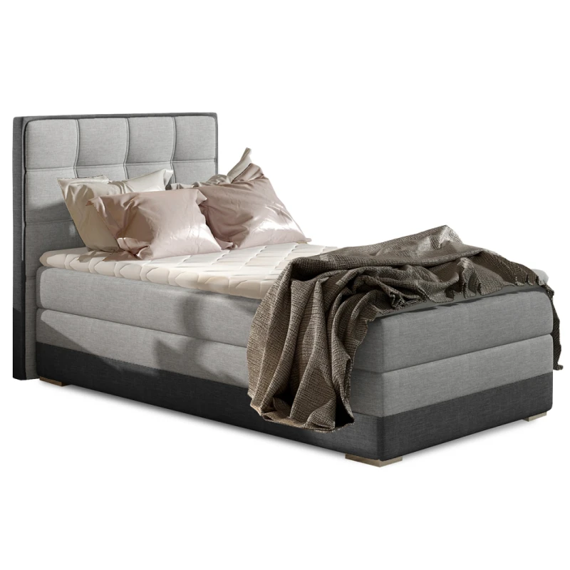 NABBI Alessandra 90 L čalúnená jednolôžková posteľ svetlosivá (Sawana 21) / sivá (Sawana 05)