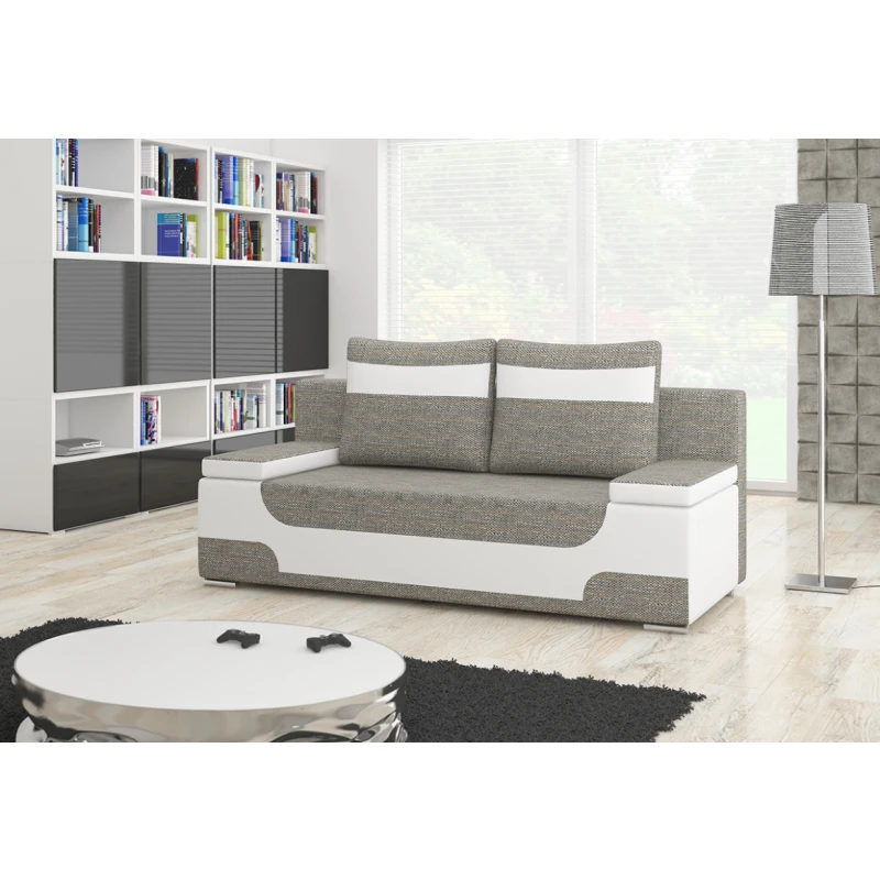 NABBI Aosta rozkladacia pohovka s úložným priestorom sivá (Berlin 01) / biela (Soft 17)