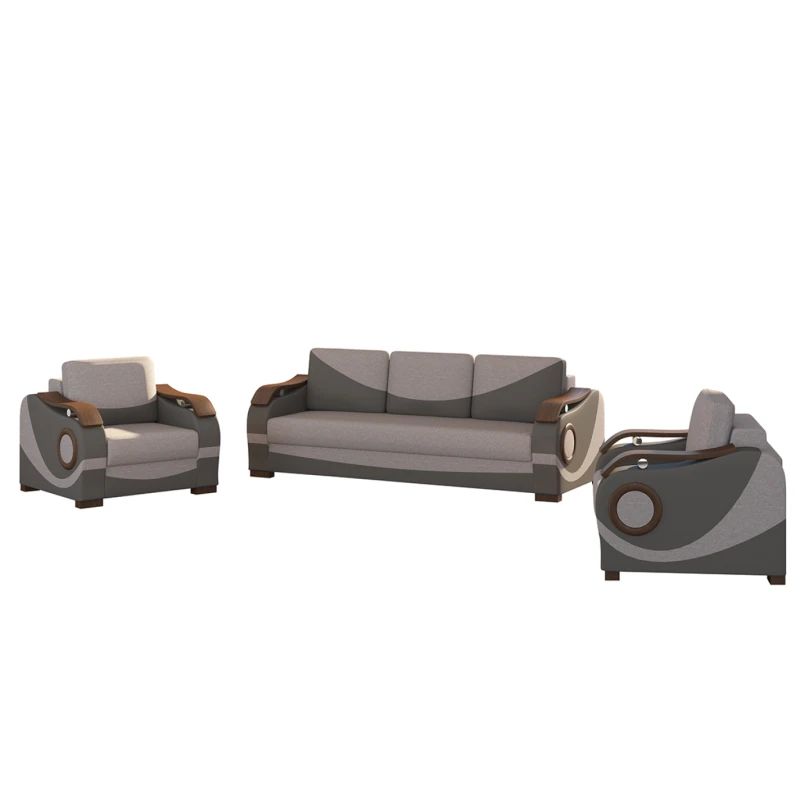 NABBI Pietro 3+1+1 rozkladacia sedacia súprava s úložným priestorom svetlosivá / sivá