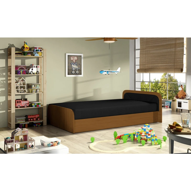 NABBI Pinerolo 80 P jednolôžková posteľ (váľanda) s úložným priestorom čierna