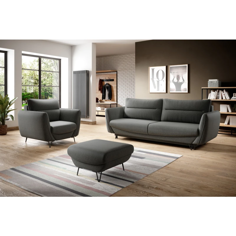 NABBI Salma 3+1+1 rozkladacia sedacia súprava s úložným priestorom tmavosivá