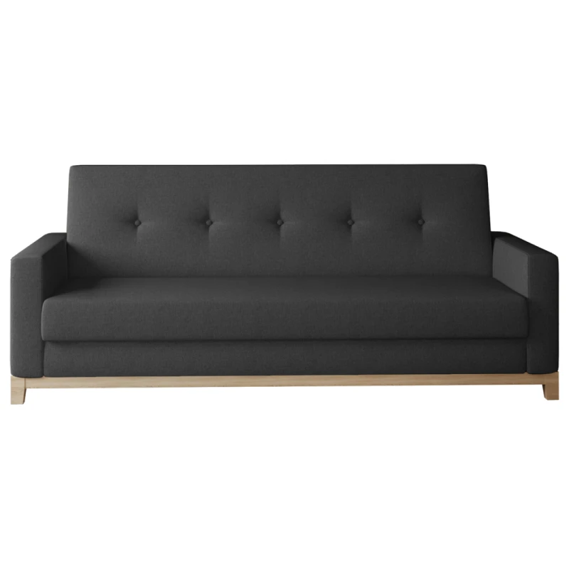 NABBI Soria rozkladacia pohovka s úložným priestorom čierna (Sawana 14) / buk