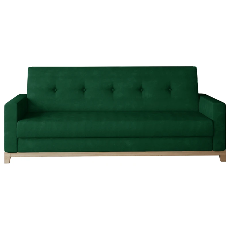 NABBI Soria rozkladacia pohovka s úložným priestorom tmavozelená (Kronos 19) / buk