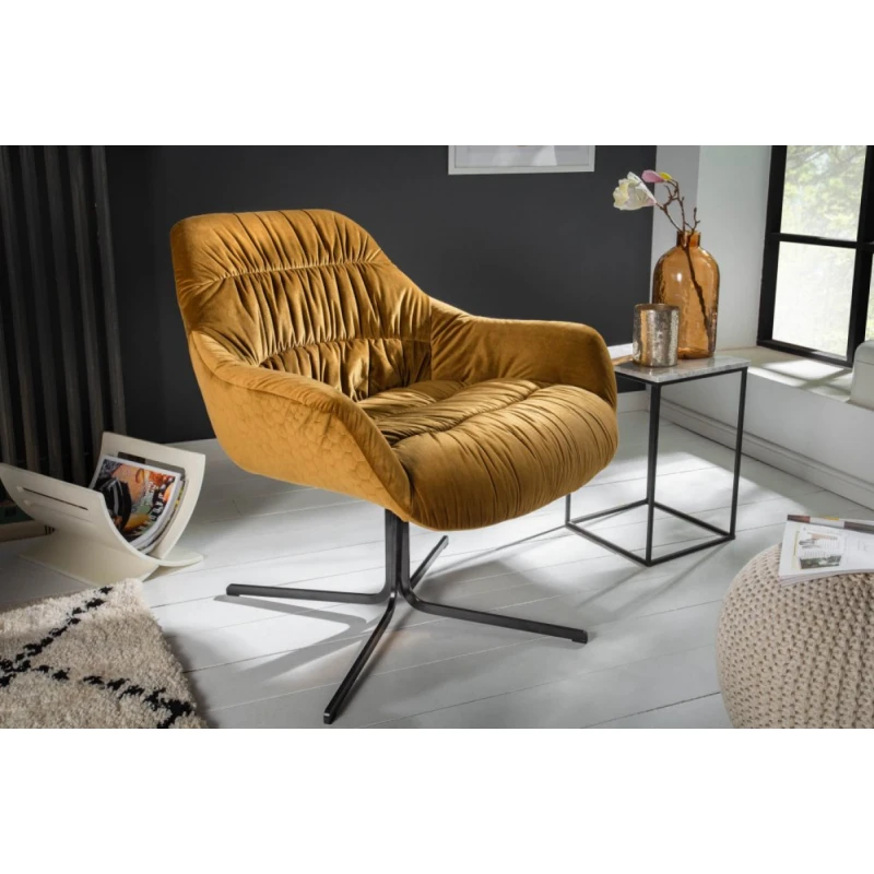 Otočné kreslo THEA Dekorhome Horčicová