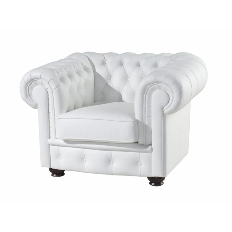 PYKA Chesterfield kožené kreslo wenge / biela (White snow)