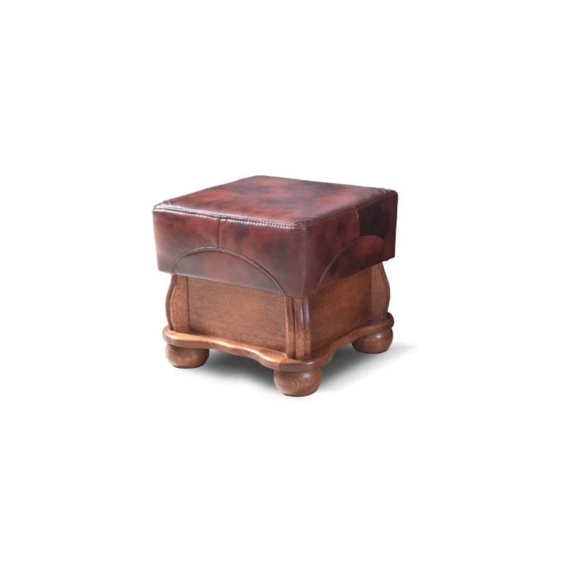 PYKA Parys kožená taburetka drevo D3 / hnedá (S42)