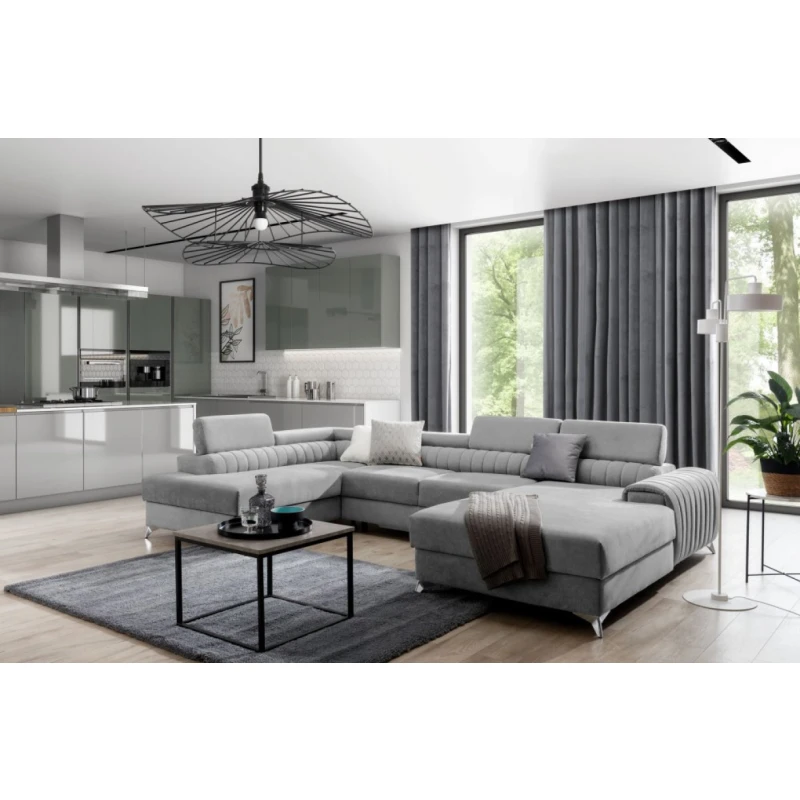 Sedacia súprava rozkladacia LACANTE U ľavá EltapEltap Gojo 04 - svetlosivá