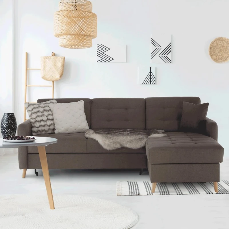 Sedacia súprava VISBY rozkladacia univerzálna L/P Tempo Kondela Hnedá