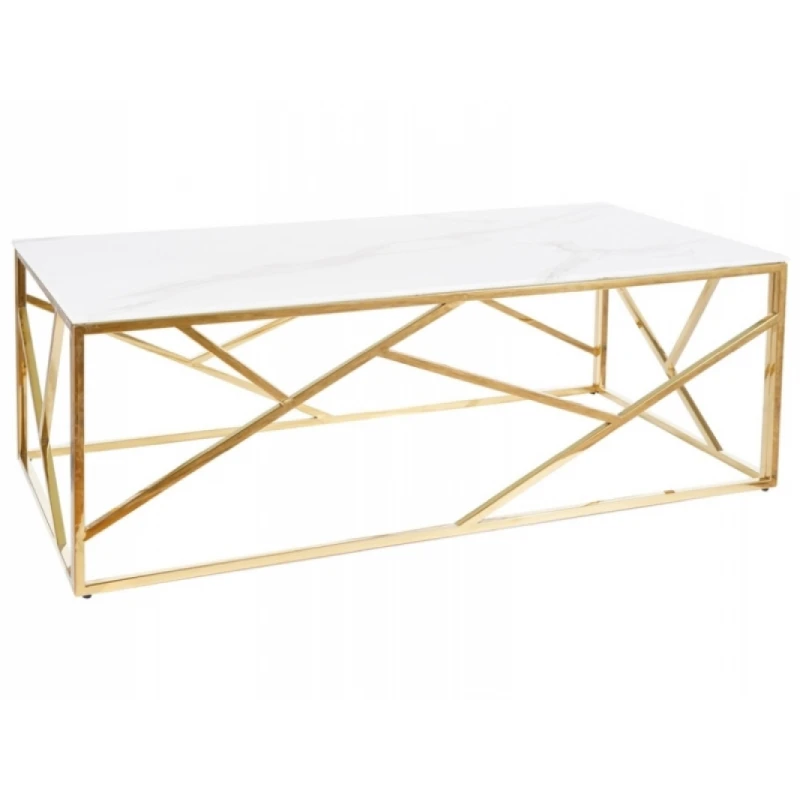 Signal Konferenčný stolík ESCADA A II | biely efekt mramoru/zlatý