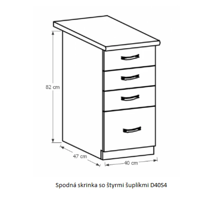 Tempo Kondela Kuchynská linka Provance Provance: Spodná skrinka D40S4 - 40x82x47 cm