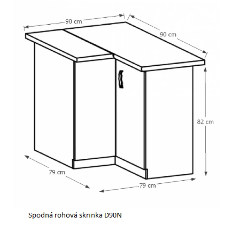 Tempo Kondela Kuchynská linka Provance Provance: Spodná skrinka rohová D90N - 79/90x82x79/90 cm