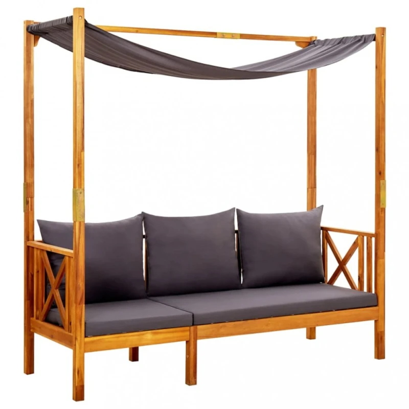 Záhradná pohovka so strieškou HELENA Dekorhome Sivá