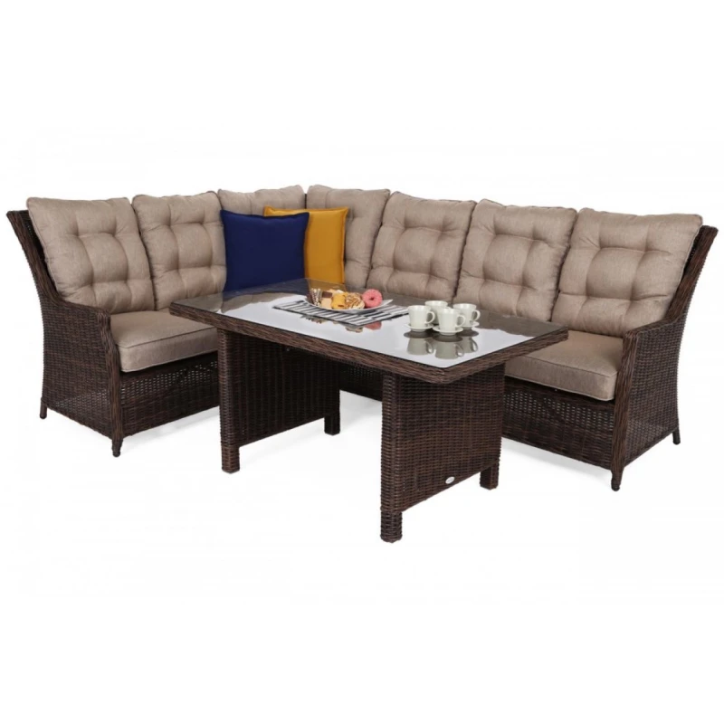 Záhradná sedacia súprava ľavý roh umelý ratan Hnedá