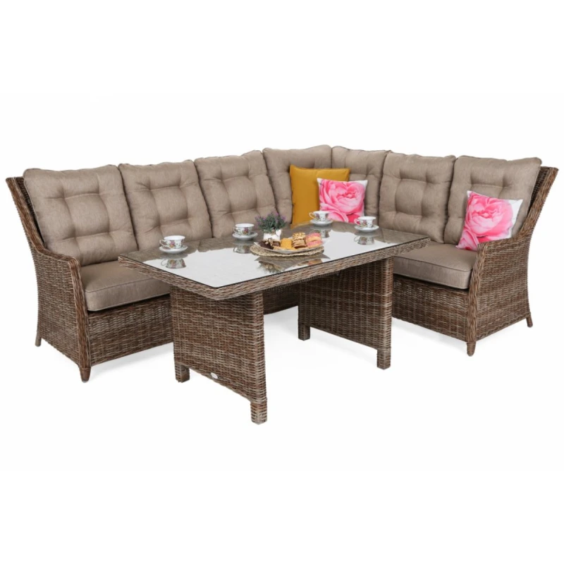 Záhradná sedacia súprava pravý roh polyratan Prírodná