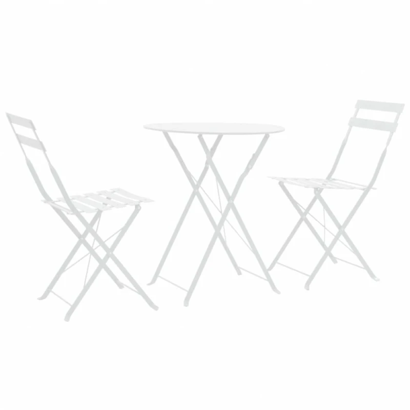 Záhradného bistro set 3 ks oceľ Dekorhome Biela