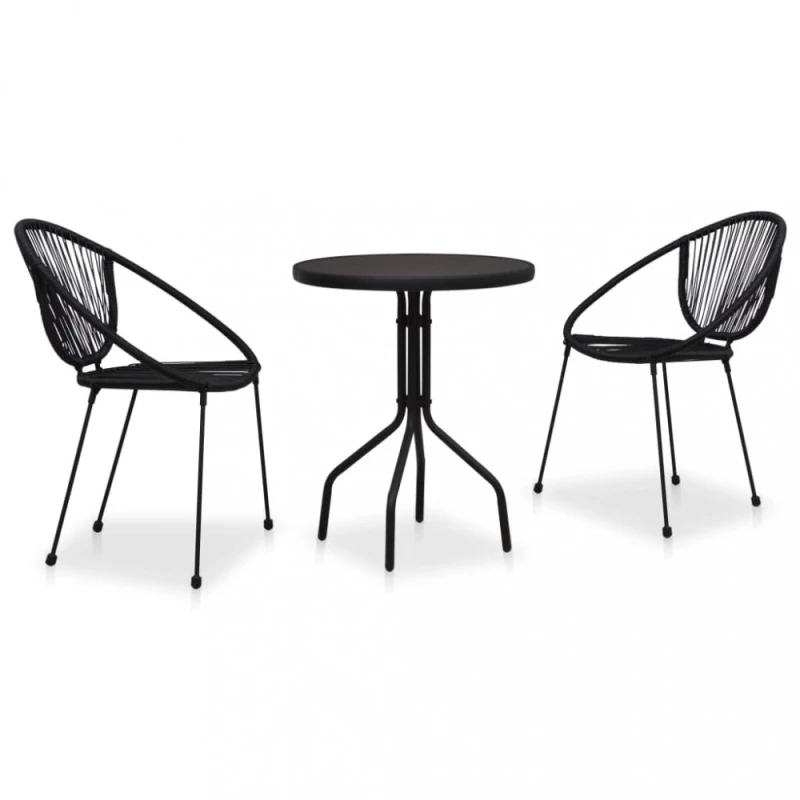 Záhradný bistro set 2+1 PVC ratan čierna Dekorhome