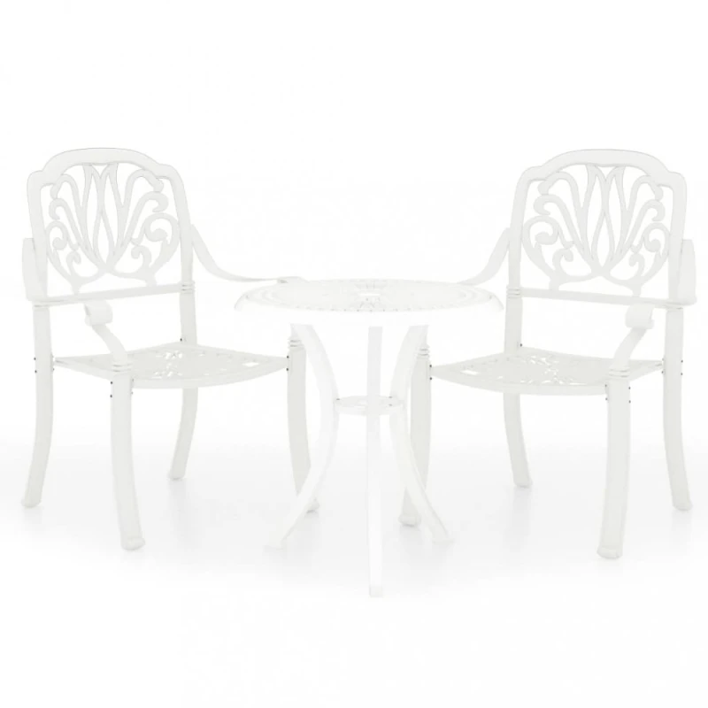Záhradný bistro set 3 ks liaty hliník Dekorhome Biela
