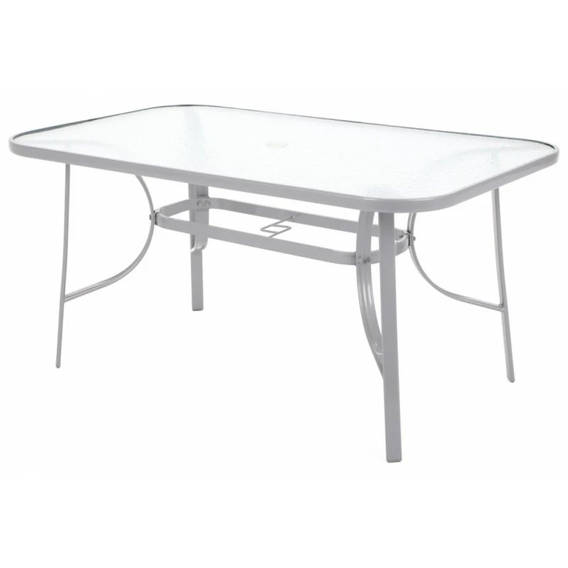 Záhradný jedálenský stôl oceľ / sklo Strieborná