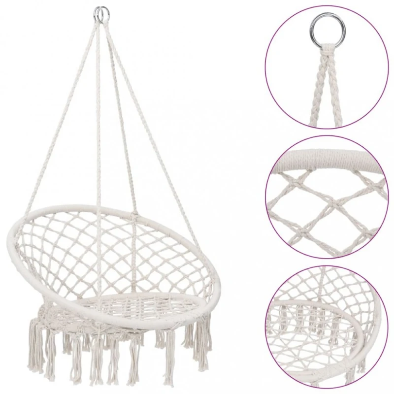 Závesné hojdacie kreslo látka / kov Dekorhome Béžová